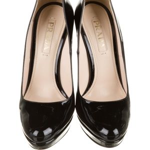 Prada Patent Leather Semi Pointed-Toe Pumps